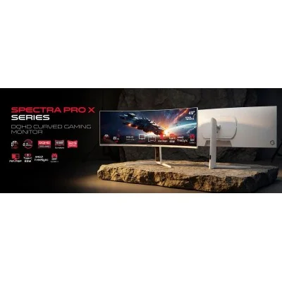 GAMEON Spectra Pro X Series 49" DQHD 120Hz MPRT 0.5ms HDMI 2.1 Fast VA Panel Curved Gaming Monitor 1500R 32:9 (Supports PS5) - White